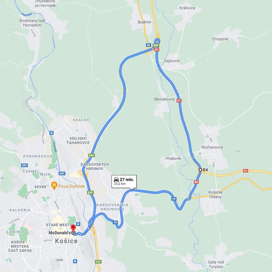 30min trasa v Košiciach